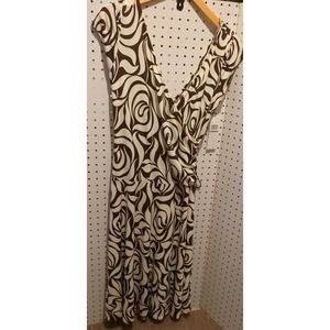 Maggy London Brown Ivory Sheath Floral Dress 14